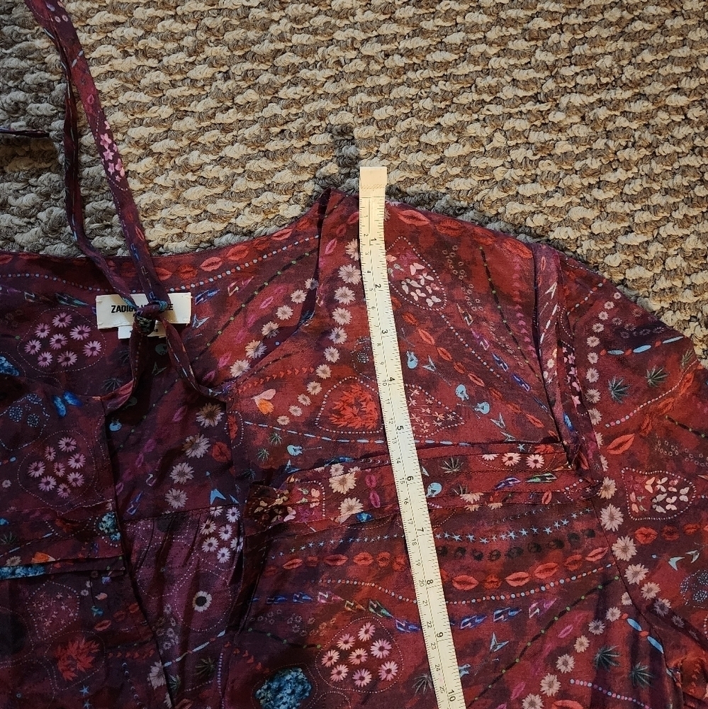 ZADIG & VOLTAIRE Psyche Remus Dress Red Floral Abstract Mini Women’s Size L - Picture 11 of 12